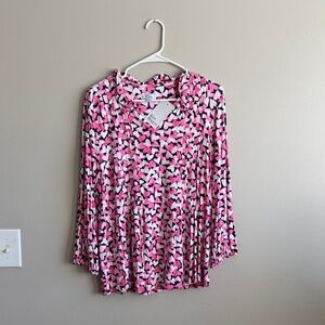 Kim Rogers Pink and Black Patterned Blouse
